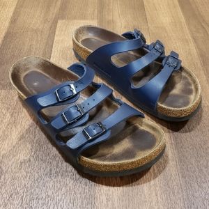 Birkenstock Florida Sandal Soft Footbed Navy Birko Flor Size 38 - 7.5